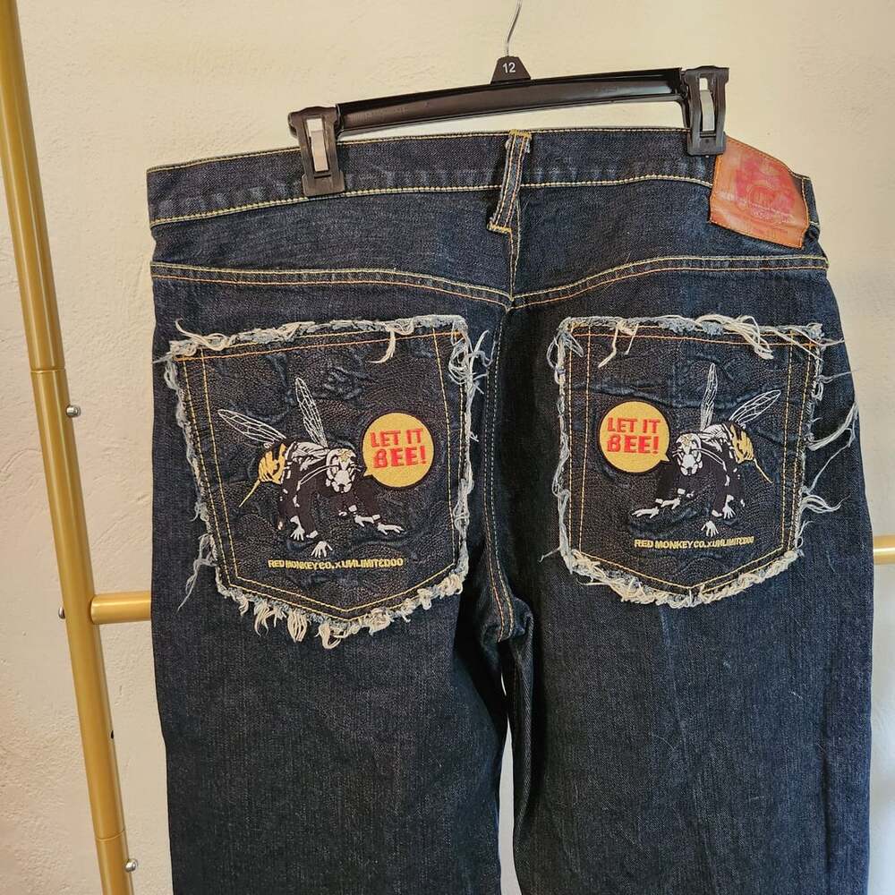 Red Monkey Company RMC Let It Bee! Lot 1002 Dark Wash Denim Jeans Size 40